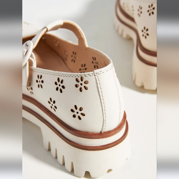 Anthro Elvio Zanon Platform Mary Jane Loafers Floral Cut Out - Picture 7 of 16